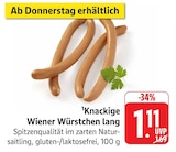 EDEKA - Knackige Wiener Würstchen lang Angebot im Prospekt Knackige Wiener Würstchen lang bei EDEKA im Prospekt "" für 1,11 €