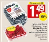 Marokkanische Himbeeren oder Peruanische Kulturheidelbeeren bei WEZ im Hüllhorst Prospekt für 1,49 €