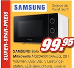 Solo Mikrowelle MS20A3010AH/EG Angebote von Samsung bei Möbel AS Frankenthal für 99,95 €