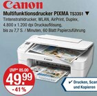 Multifunktionsdrucker PIXMA TS3351 Angebote von Canon bei V-Markt Kaufbeuren für 49,99 €