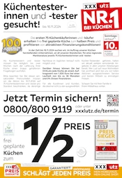 Aktueller XXXLutz Möbelhäuser Möbel & Einrichtung Prospekt in Offenau und Umgebung, "Küchentesterinnen und -tester gesucht!" mit 2 Seiten, 04.11.2024 - 17.11.2024