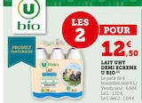 Lait UHT Demi Écrémé - U Bio en promo chez Super U Clermont-Ferrand à 12,50 €