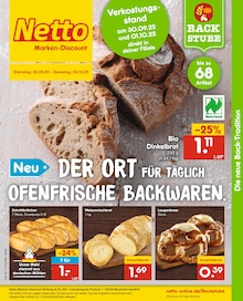 Netto Marken-Discount Prospekt "DER ORT FÜR TÄGLICH OFENFRISCHE BACKWAREN" mit  Seiten (Bad Gottleuba-Berggießhübel)