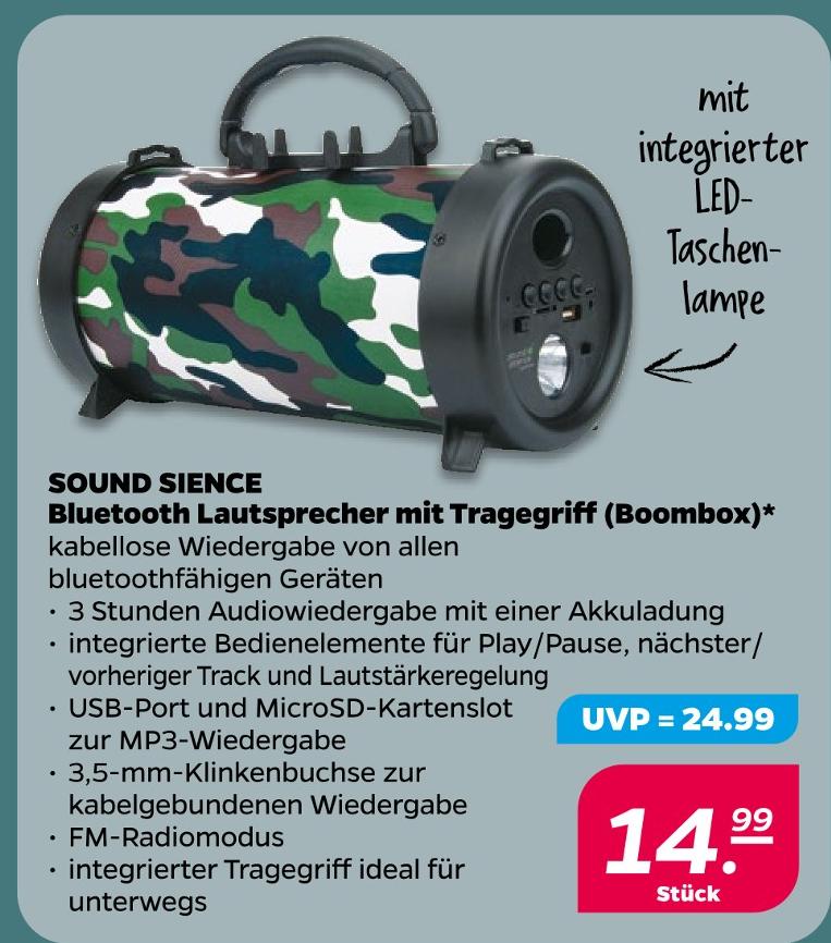 Bluetooth Lautsprecher mit Tragegriff (Boombox)
