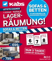 Kabs Prospekt für Hamburg mit 3 Seiten Kabs Prospekt für Hamburg: "TOTALER RÄUMUNGSVERKAUF", 3 Seiten, 06.10.2022 - 08.10.2022