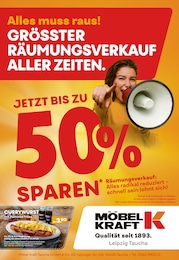 Möbel Kraft Prospekt für Bad Lausick mit 1 Seite Möbel Kraft Prospekt für Bad Lausick: "Alles muss raus!", 1 Seite, 25.06.2025 - 01.07.2025
