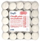 Lot de 100 bougies chauffe-plat blanches - SIMPL à 3,99 € dans le catalogue Carrefour