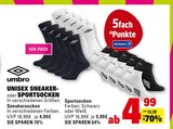 UNISEX SNEAKER- oder SPORTSOCKEN Angebote von umbro bei E center Kirchheim für 4,99 €