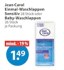 Einmal-Waschlappen Sensitiv oder Baby-Waschlappen von Jean Carol im aktuellen V-Markt Prospekt für 1,49 €
