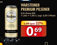 Warsteiner Premium Pilsener bei famila Nordost in Hamburg Warsteiner Premium Pilsener im Angebot bei famila Nordost Hamburg für 0,69 €