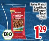 Original Schwäbische Bio Knusper-Brezel im EDEKA Prospekt Original Schwäbische Bio Knusper-Brezel von Huober im aktuellen EDEKA Prospekt für 1,29 €