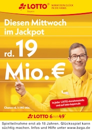 LOTTO Bayern Prospekt: "Diesen Mittwoch im Jackpot rd. 19 Mio. €", 1 Seite, 11.11.2024 - 13.11.2024