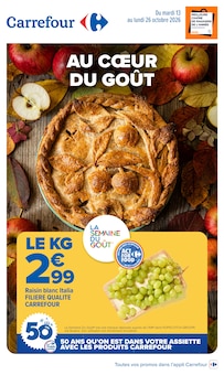 Catalogue Carrefour de la semaine 42, "AU COEUR DU GOÛT", page 1, 13/10/2026 - 26/10/2026 Prospectus Carrefour en cours, "AU COEUR DU GOÛT", page 1 sur 77