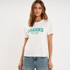 Promo T-shirt col rond manches courtes blanc femme à 9,99 € dans le catalogue La Halle à Dreux