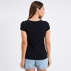 Promo T-shirt coton col rond manches courtes noir femme à 3,99 € dans le catalogue La Halle à Saint-Aubin-lès-Elbeuf