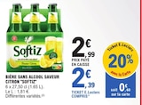 Bière sans alcool saveur citron - Softiz en promo chez E.Leclerc Bière sans alcool saveur citron - Softiz dans le catalogue E.Leclerc