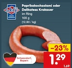 Paprikakochsalami oder Delikatess Krakauer bei Netto Marken-Discount im Prospekt "" für 1,29 €
