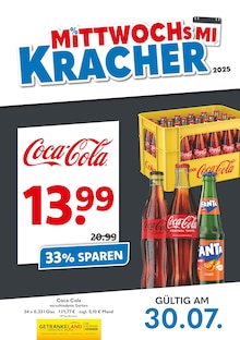 Coca Cola im Getränkeland Prospekt "Mittwochskracher" mit 1 Seiten (Lübeck)
