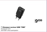 Chargeur secteur USB - TNB en promo chez Monoprix Boulogne-Billancourt à 9,99 €