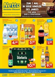 Aktueller Netto Marken-Discount Prospekt mit Coca Cola, "ZUM 7. MAL IN SERIE HÄNDLER DES JAHRES FÜR WEIN, BIER & SPIRITUOSEN", Seite 1