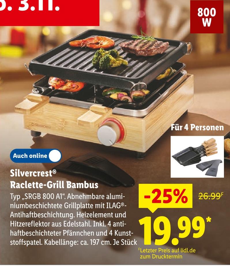 Raclette-Grill Bambus