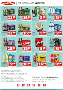 Coca Cola im aktuellen Getränke Oase Prospekt (Unna) Coca Cola im Getränke Oase Prospekt "Aktuelle Angebote" mit 2 Seiten (Unna)