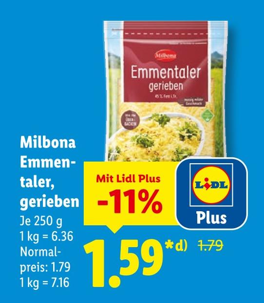 Emmentaler, gerieben