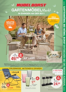 Aktueller Möbel Borst Prospekt für Untermarchtal und Ungebung, Seiten zum blättern Möbel Borst Prospekt GARTENMÖBELMarkt mit Seiten in Untermarchtal und Umgebung