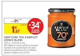 Confiture 70% d'Abricot - Léonce Blanc - Intermarché Super Confiture 70% d'Abricot - Léonce Blanc à 1,67 € dans le catalogue Intermarché Super