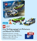 Lego im ALDI SÜD Prospekt City-Verfolgungsjagd mit Polizeiauto und Muscle Car 60415 von LEGO im aktuellen ALDI SÜD Prospekt für 9,99 €