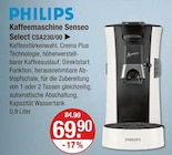 Kaffeemaschine Senseo Select CSA230/00 im V-Markt Prospekt Kaffeemaschine Senseo Select CSA230/00 von Philips im aktuellen V-Markt Prospekt für 69,90 €