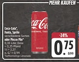 Aktuelle Coca Cola Angebote bei EDEKA in Weiden (Oberpfalz) Aktuelles Coca-Cola, Fanta, Sprite oder Mezzo Mix Angebot bei EDEKA in Weiden (Oberpfalz) ab 0,75 €