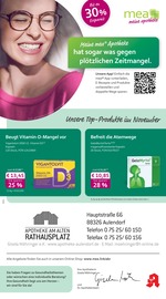 mea - meine apotheke Apotheken Prospekt der aktuellen Woche mit 4 Seiten, gültig von 01.10.2026 bis 31.10.2026, in Altshausen und Umgebung Aktueller mea - meine apotheke Apotheken Prospekt in Altshausen und Umgebung, "Unsere Oktober-Angebote" mit 4 Seiten, 01.10.2026 - 31.10.2026