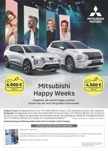 Aktueller Mitsubishi Prospekt (Grevesmühlen, 1 Seite zum blättern Mitsubishi Prospekt Mitsubishi Happy Weeks mit 1 Seite