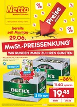 Netto Marken-Discount Prospekt für Bremen mit 43 Seiten Netto Marken-Discount Prospekt für Bremen: "MwSt.-PREISSENKUNG - WIR RUNDEN IMMER ZU IHREN GUNSTEN", 43 Seiten, 06.07.2020 - 11.07.2020