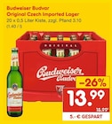 Aktuelle Budweiser Angebote bei Netto Marken-Discount in Dresden Aktuelles Original Czech Imported Lager Angebot bei Netto Marken-Discount in Dresden ab 13,99 €