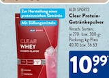 Clear Protein-Getränkepulver im ALDI SÜD Prospekt Clear Protein-Getränkepulver von ALDI SPORTS im aktuellen ALDI SÜD Prospekt für 10,99 €