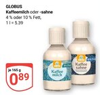 Aktuelles Kaffeemilch Angebot bei GLOBUS in Duisburg ab 0,89 €