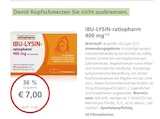 LINDA Kall - IBU-LYSIN-ratiopharm 400 mg Angebot im Prospekt IBU-LYSIN-ratiopharm 400 mg bei LINDA im Kall Prospekt für 7,00 €