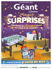 Catalogue Géant Casino à Montpellier cette semaine, valable du 24/10/2022 au 04/12/2022 Prospectus Géant Casino à Montpellier, "Magic surprises", 10 pages de promos valables du 24/10/2022 au 04/12/2022