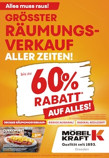 Aktueller Möbel Kraft Prospekt Möbel Kraft Prospekt "bis zu 60% RABATT AUF ALLES!" mit 1 Seite