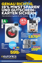 Waschmaschine im EURONICS Prospekt in Mülheim Aktueller EURONICS Prospekt mit Waschmaschine, "GENAU RICHTIG. SMARTE TECHNIK. SONNIGE PREISE.", Seite 1