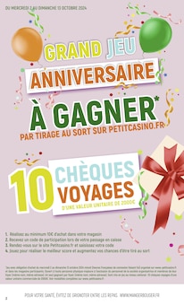 Prospectus Petit Casino de la semaine "L'ANNIVERSAIRE des PROMOS !" avec 2 pages, valide du 02/10/2024 au 13/10/2024 pour La Chaulme et alentours