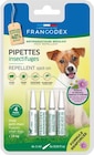 Promo Soin Chien - Francodex Pipettes antiparasitaires insectifuges Chiots et petits chiens moins de 10 kg - 4 x 1 ml à 11,99 € dans le catalogue Médor et Compagnie à Le Vigen