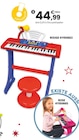 Clavier électronique avec micro, pieds et tabourets | 3 ans en promo chez JouéClub Rueil-Malmaison à 44,99 €