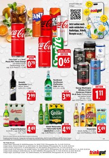 Coca Cola im Trinkgut Prospekt "Aktuelle Angebote" mit 9 Seiten (Rüsselsheim)