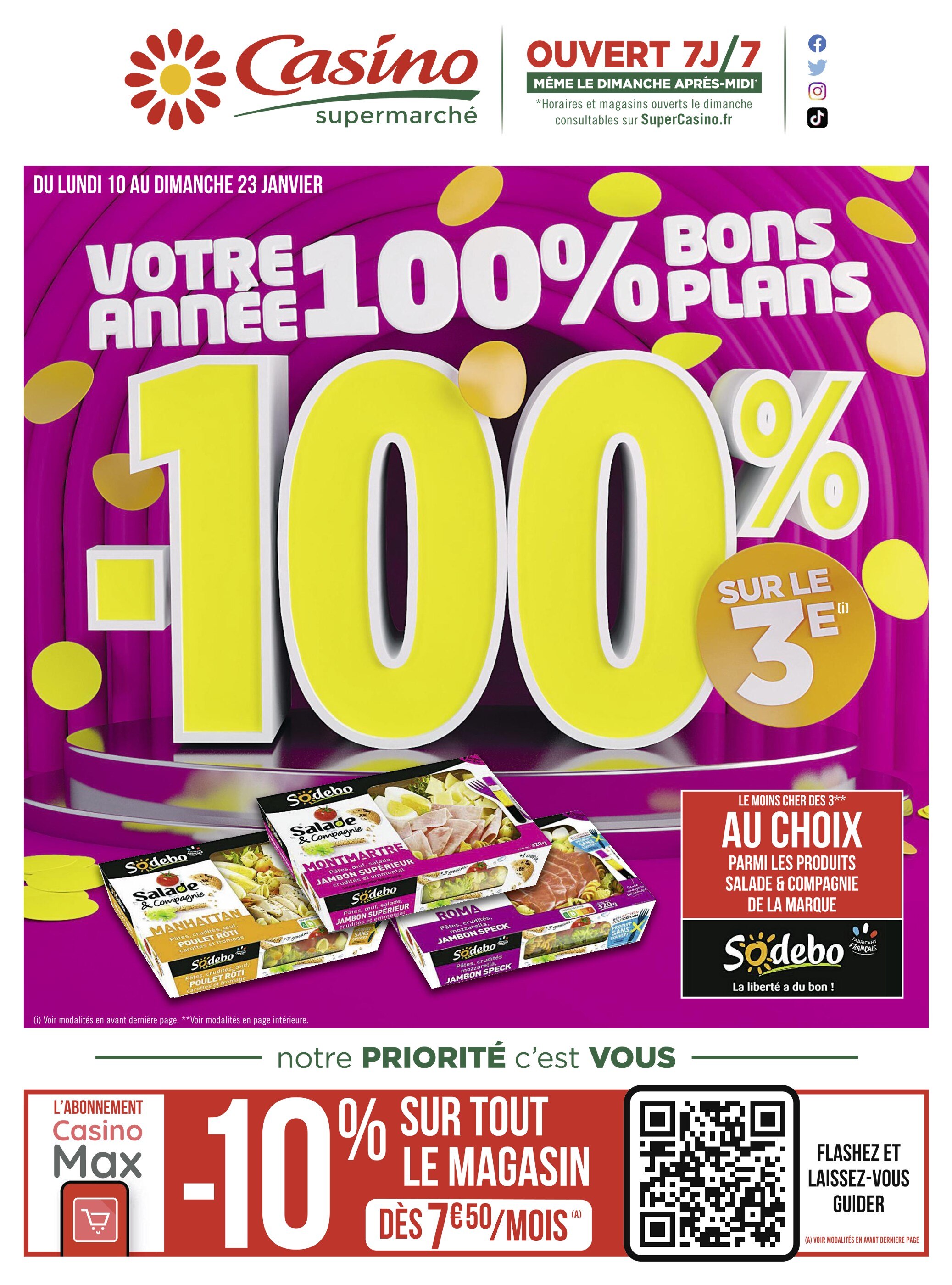 Catalogue Casino Supermarchés à Marseille, avec 12 pages Prospectus Casino Supermarchés à Marseille, "Votre année 100% bons plans", 12 pages, 10/01/2022 - 23/01/2022