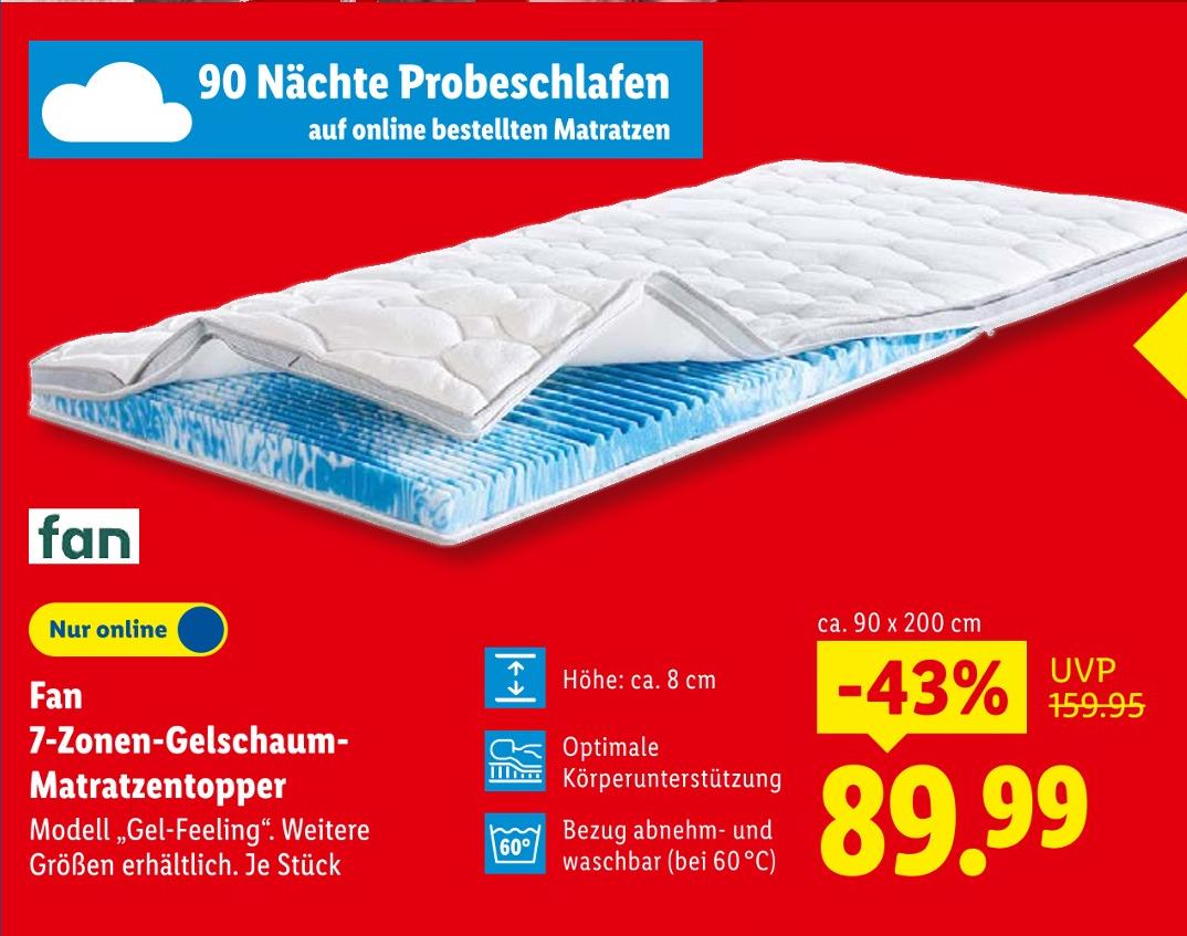 7-Zonen-Gelschaum-Matratzentopper