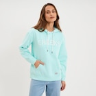 Sweat à capuche hoodie bleu turquoise femme en promo chez La Halle Sweat à capuche hoodie bleu turquoise femme dans le catalogue La Halle