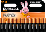 LOT DE 12 PILES PLUS LR6 OU LR03 - DURACELL en promo chez Auchan Hypermarché Nîmes à 9,17 €
